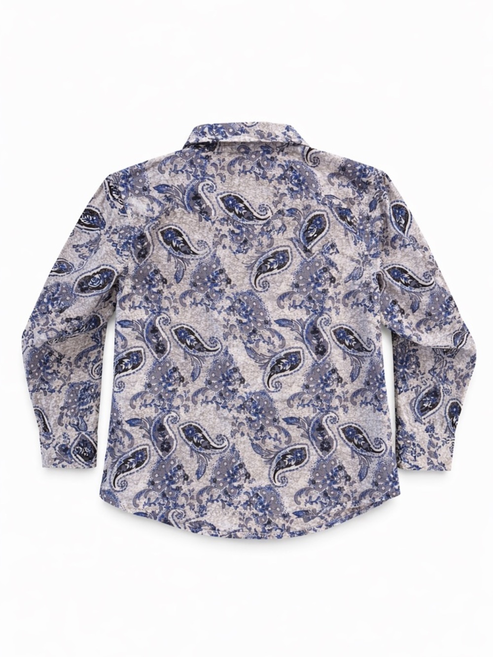 Kids' Long-Sleeve Paisley Button-Down Shirt in Blue